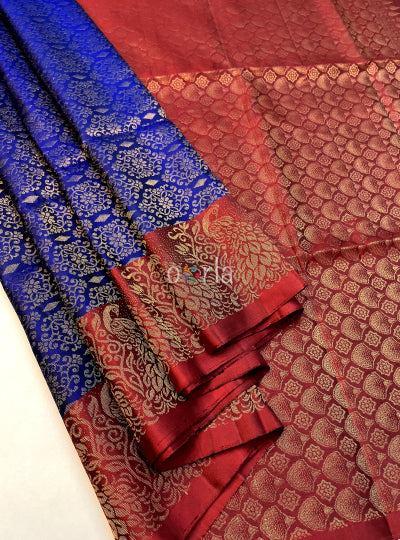 Vivaha - Royal Blue & Maroon Bridal Handloom Soft Silk Saree